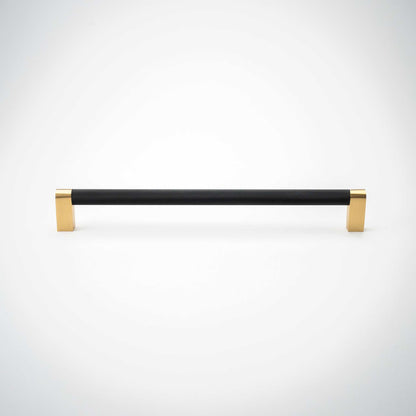 Bold, Black & Gold Knurled Cabinet Pulls Go BOLD in your home!Our Bold, Black and "gold" cabinet pull brings a modern feel to your cabinetry. Its two-toned style is visually fresh, while its knurled matpullBold, Black & Gold Knurled Solid Brass Cabinet Pulls